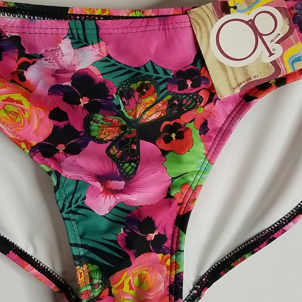 NWT OP Floral bikini bottom. Medium juniors. - Picture 2 of 7